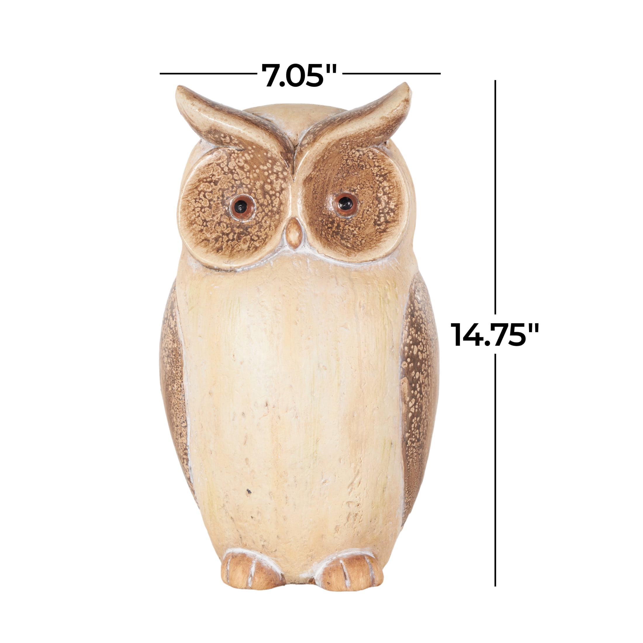 DecMode 15" Owl Garden Sculpture with Brown Accents