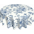 thumbnail image 1 of Blue Floral Tablecloth Round 70 x 70 Inch Chinoiserie Flowers Table Cloth Polyester Fabric Vintage Spring Summer Farmhouse Table Cover for Kitchen Party Dining Picnic Outdoor Decor, 1 of 7