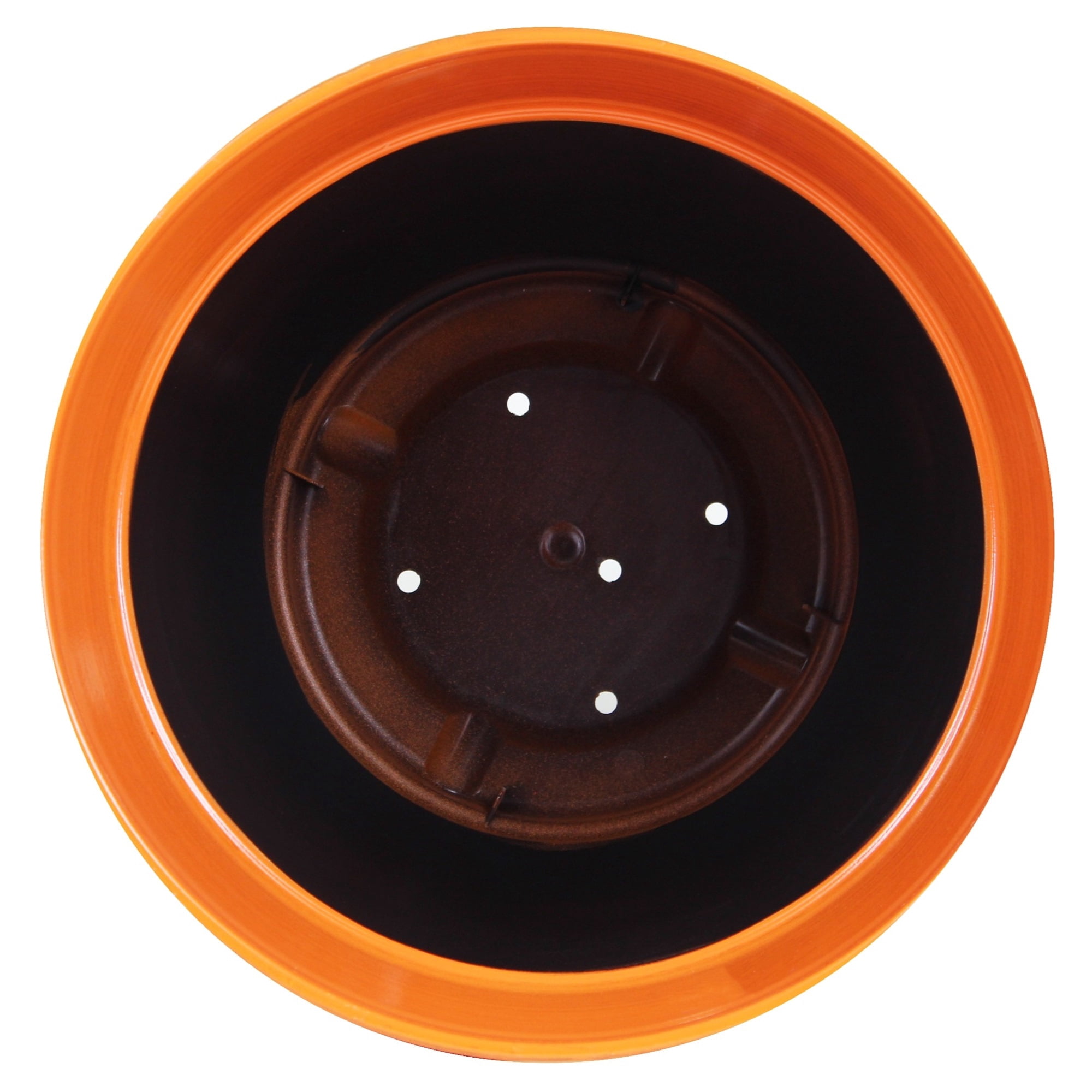 Garden Elements Indoor/Outdoor Glazed Brushed Happy Plastic Planter, Large, Bright Orange, 15"