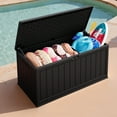 thumbnail image 4 of Patiowell 150 Gallon Deck Box, Waterproof Large Outdoor Storage Box with Padlock for Patio Furniture, Black, 4 of 7