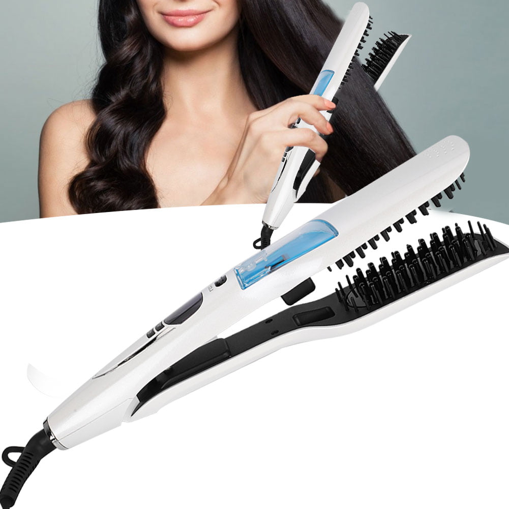 Tebru Electric Hair Straightener Steam Spray Hair Straightening Comb