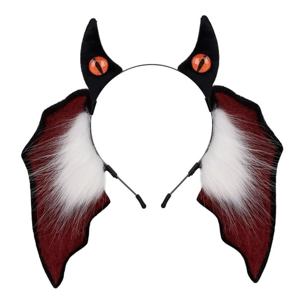 Diadema con orejas de diablo, accesorios de disfraz, cuernos de diablo para la noche de carnaval, para hombres y mujeres Negro Rojo