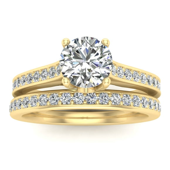 5/8 Carat TW Diamond Bridal set in 10k Yellow Gold (G-H Color, I1-I2 Clarity, Engagement ring and Wedding Band)