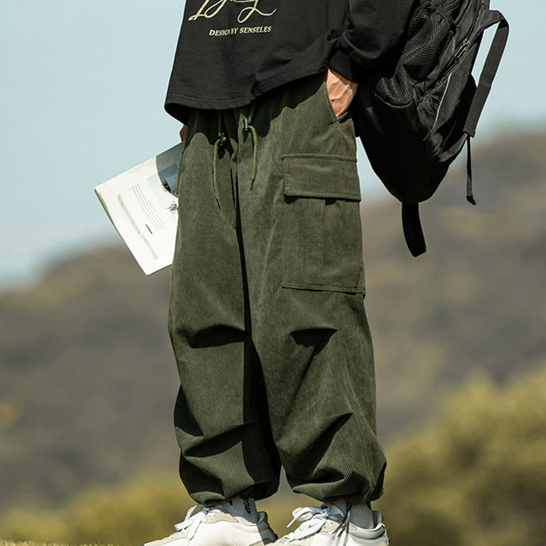 IYTR Baggy Sweatpants Men Elastic Waist High Waist Straight-leg