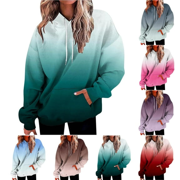 idosla Oversized Hoodies for Women Tie Dye Gradient Sweatshirts Baggy Drawstring Hooded Pullover 2025 Fall Casual Tops with Pocket (Light Green, 4XL)