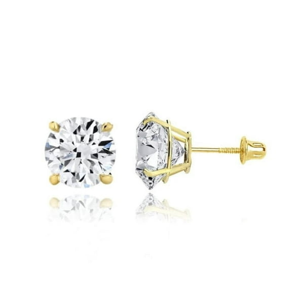2.00 Ct Round Cut White Diamond Stud Earrings 14K Yellow Gold Plated Solitaire