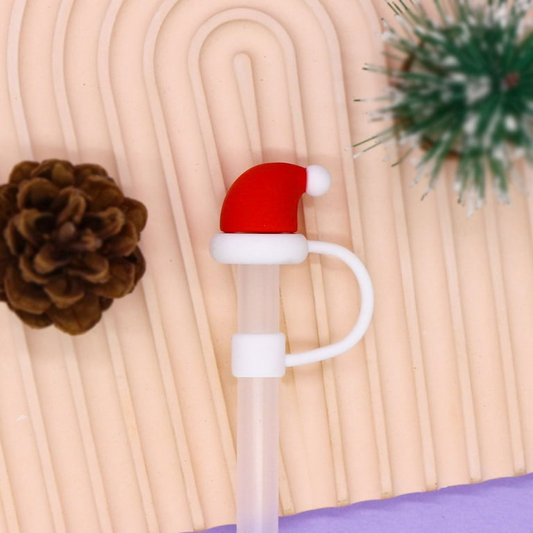 6PCS Christmas Straw Cover Cap for Stanley Cup, Silicone Straw