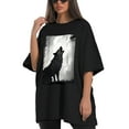 thumbnail image 4 of Plus Size Shirt for Women Black Tops for Women Short Sleeves Shirt for Women Wolf T Shirt Crewneck Shirt for Women XL, 4 of 5