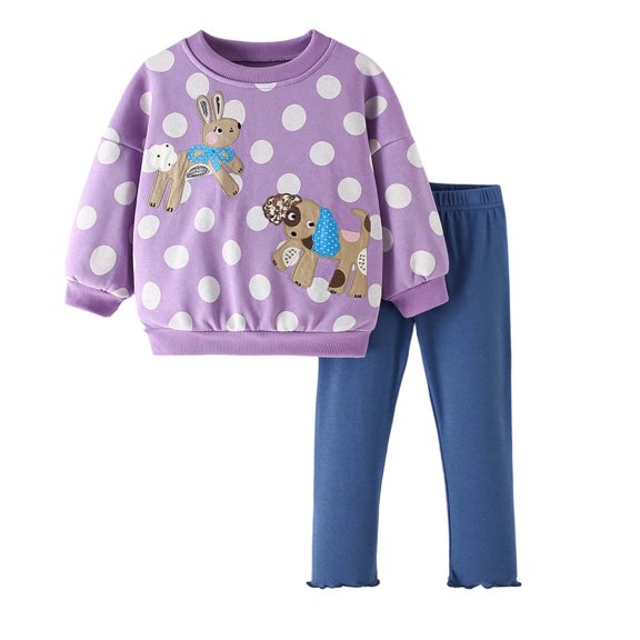 Quealent Toddler Kids Baby Boy Girl Long Sleeve Sweatshirt Pullover Tops Sweatpants Cute Clothes 2PCS 5t Clothes Winter (Purple, 8-9 Years)