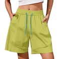 thumbnail image 2 of Womens Quick Dry Shorts High Waist Stretchy Straight Leg Bermuda Shorts with Pockets Casual Summer Athletic Lounge Pants Green M, 2 of 6