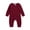 Wine, variant on Baby Jumpsuit, Solid Color Long Sleeve Round Neck Romper, Button Down Casual Comfortable One-Piece Yellow 12-18 Months