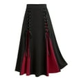 thumbnail image 5 of Women Gothic Vintage high waist hem inserted color elastic waist Gothic Ladies Retro half skirt Wine Red, 5 of 5
