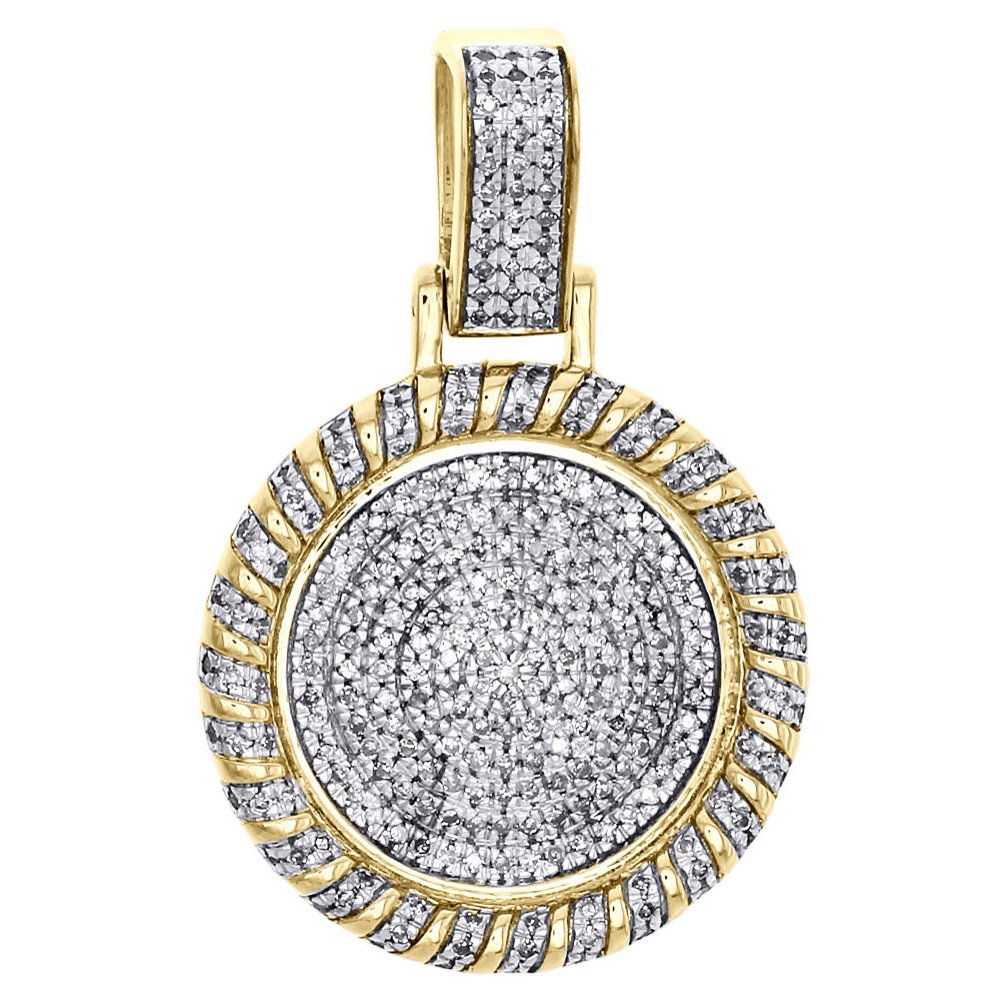 Jewelry For Less 10K Yellow Gold Diamond Circle Rope Medallion
