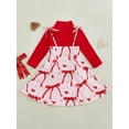 thumbnail image 4 of Suealasg Little Girls 2Pcs Valentine's Day Clothes 2T 3T 4T 5T 6T 7T 8T Kids Girls Long Sleeve Turtleneck Top +Bow Heart Print Slip Dress Spring Fall Casual Dress for Child Girls, 4 of 7
