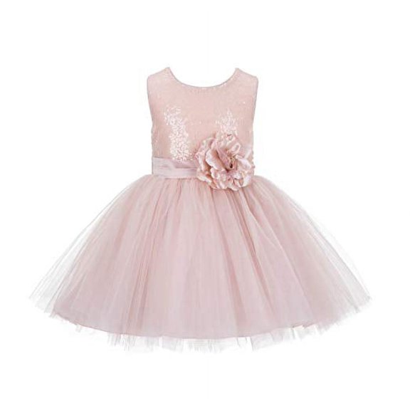 Ekidsbridal Wedding Pageant Sparkling Sequins Mesh Flower Girl Dress Ballroom Gown for Toddlers Birthday Party 124 6