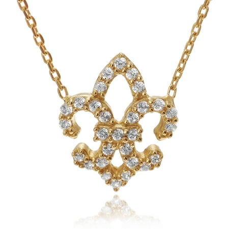 Brinley Co. Women's CZ Gold-Plated Sterling Silver Fleur De Lis Pendant Fashion Necklace