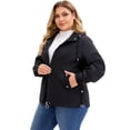 thumbnail image 2 of Agnes Orinda Women's Plus Size Hooded Trench Coats Windproof Zip Up Buttons Winter Jacket with Pockets 1X Black, 2 of 5