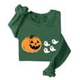 thumbnail image 3 of DDAPJ pyju Halloween Sweatshirt Women Spooky Season Shirt Ghost Pumpink Graphic Fall Pullover Tops Army Green L, 3 of 4