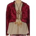 thumbnail image 3 of Little Girls Pant Set Velvet Hoodie Jacket Tank Top Floral Legging Pants Winter Set Burgundy 4 (J20KS99), 3 of 4