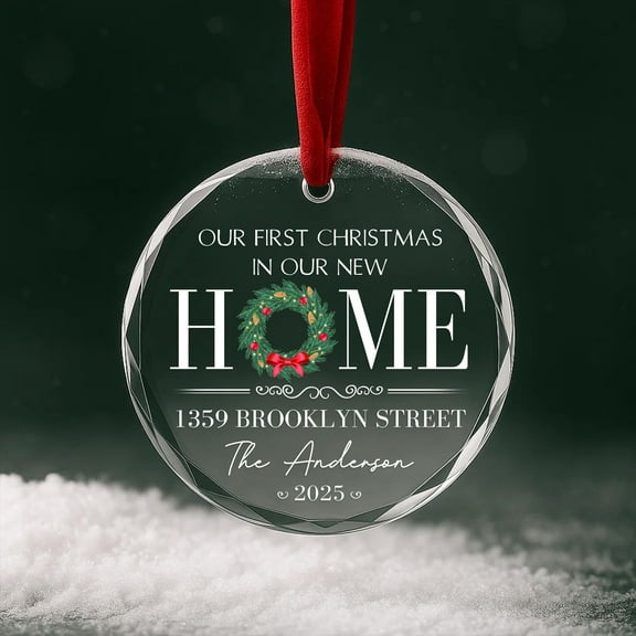 First Christmas in New Home Ornament Personalized Housewarming Gift 2025, Custom Address Keepsake, Couple's Holiday Decoration