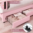thumbnail image 4 of Hiphuta Queen Upholstered LED Bed Frame with Storage Drawers, Platform Bed with Adjustable Cute Headboard, Velvet Pink, 4 of 7