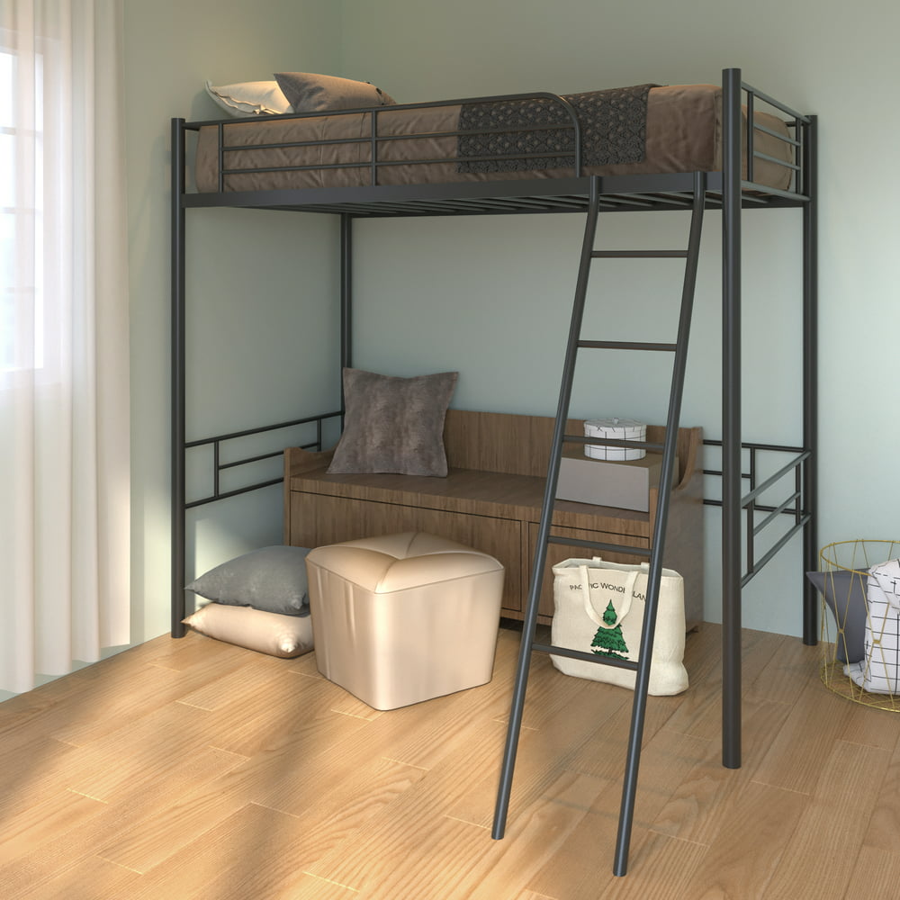Twin Heavy Duty Metal Loft Bed, Space Saving Metal Loft Bed Frame with