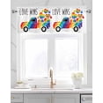 thumbnail image 2 of Rainbow Truck Linen Curtain Valance for Bedroom/Bathroom/Kitchen/Office/Living/Dining Room Window,Colorful Love Heart Watercolor White Pocket Topper Drapes Decorative Cafe Drapery Panel 42"x18", 2 of 6