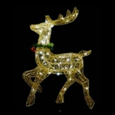 Lighted Reindeer Decorations Northlight 25 in. Sisal Prancing Reindeer Pre Lit Christmas Yard Decoration ()