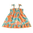 thumbnail image 1 of Robe de Princesse pour Petite Fille, Imprimé de Feuilles, Décontractée, Sans Manches, Ligne A, Robe de Fête, 1 of 7