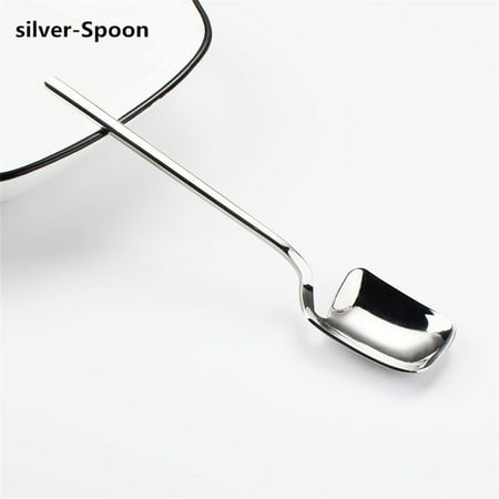 

Creative Teaspoon Fruit Forks Dessert Spoon Coffee Spoon Stainless Steel Wall Hanging Ice Cream Spoons SILVER SPOON