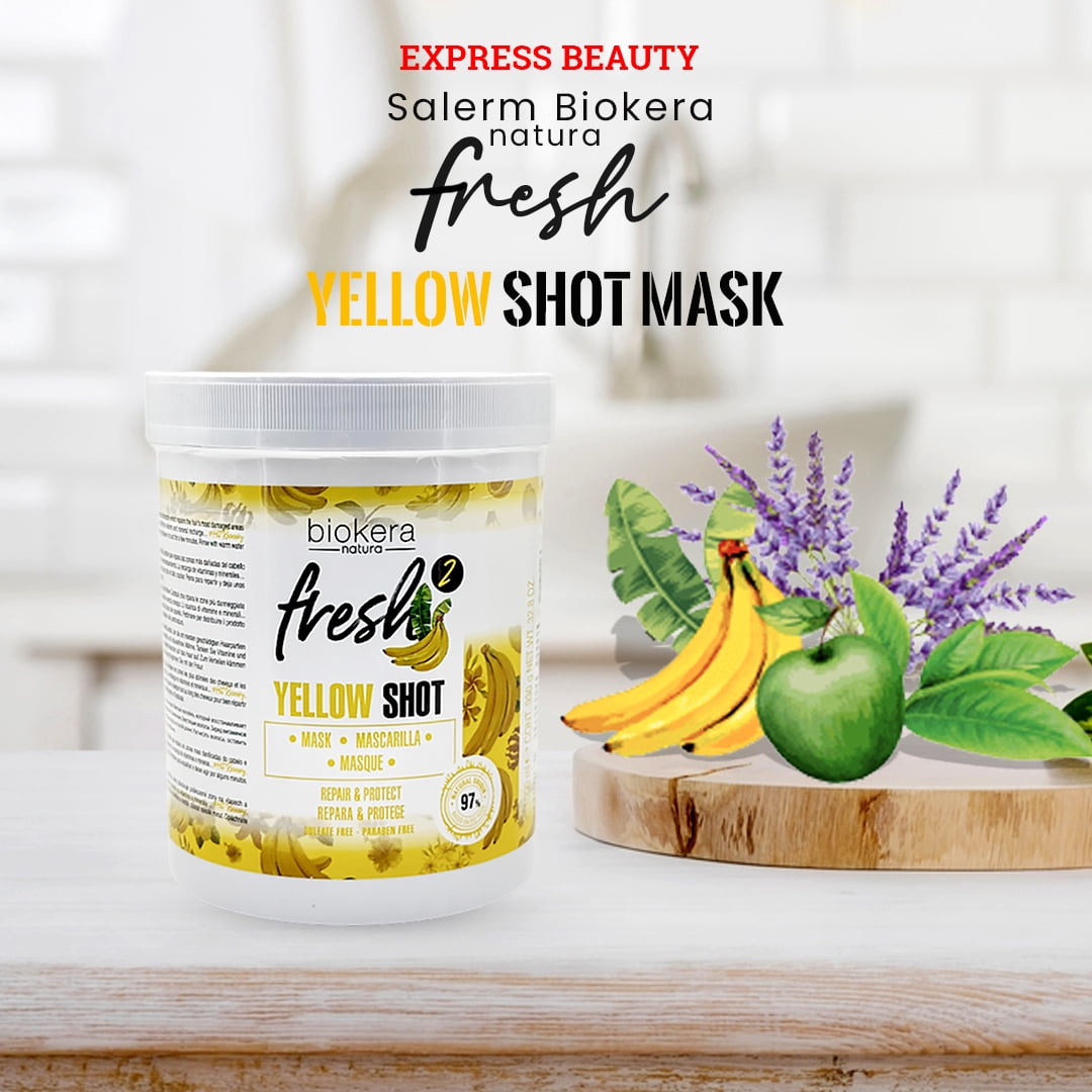 Express Beauty Hair Mask Salerm Biokera Natura Fresh Yellow Shot Mask for Repair and Protect - 32.8 oz