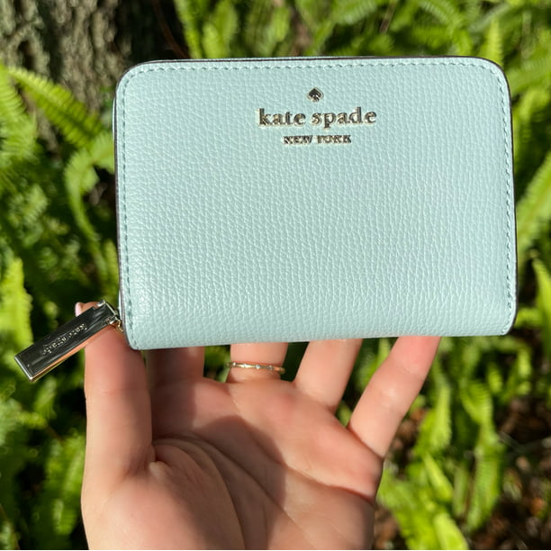 Kate Spade Darcy Small Zip Card Case Coin Wallet Cloudmist Turquoise Leather