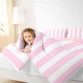 thumbnail image 3 of Manfei Classic Stripe Twin Comforter Sets,Modern Geometric Bedding Set, Pink White, Pink Reversible 2 Pieces, 1 Comforter and 1 Pillowcase, 3 of 6
