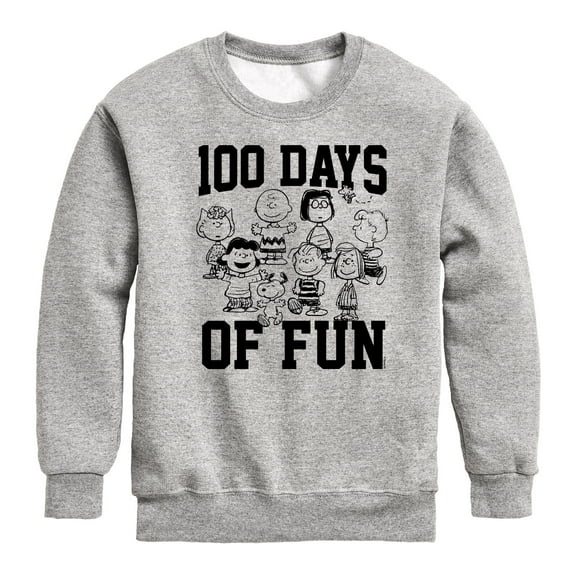 Peanuts - 100 Days Of Fun - Toddler & Youth Crewneck Fleece Sweatshirt