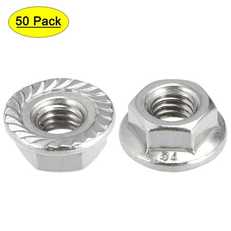 

M6 Serrated Flange Hex Lock Nuts 201 Stainless Steel 50 Pcs