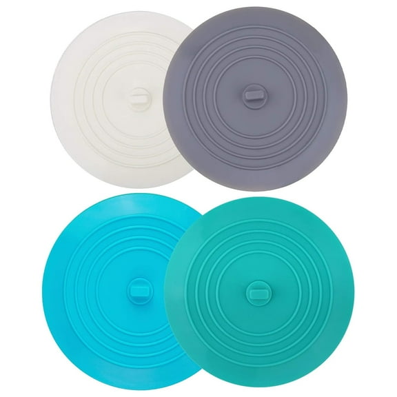 ZHUYING Tub Stopper 4 Pack, 6 inches Large Silicone Drain Plug Hair Stopper Flat Suction Cover for Kitchen Bathroom Accessories and Laundry