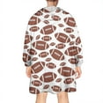 thumbnail image 2 of White Brown Footballs Pattern Wearable Oversized Blanket,Wearable Blanket Hoodie for Adults,Cozy Hooded Blankets with Super Pockets,Super Warm Fuzzy Pullover for Women & Men, 2 of 6