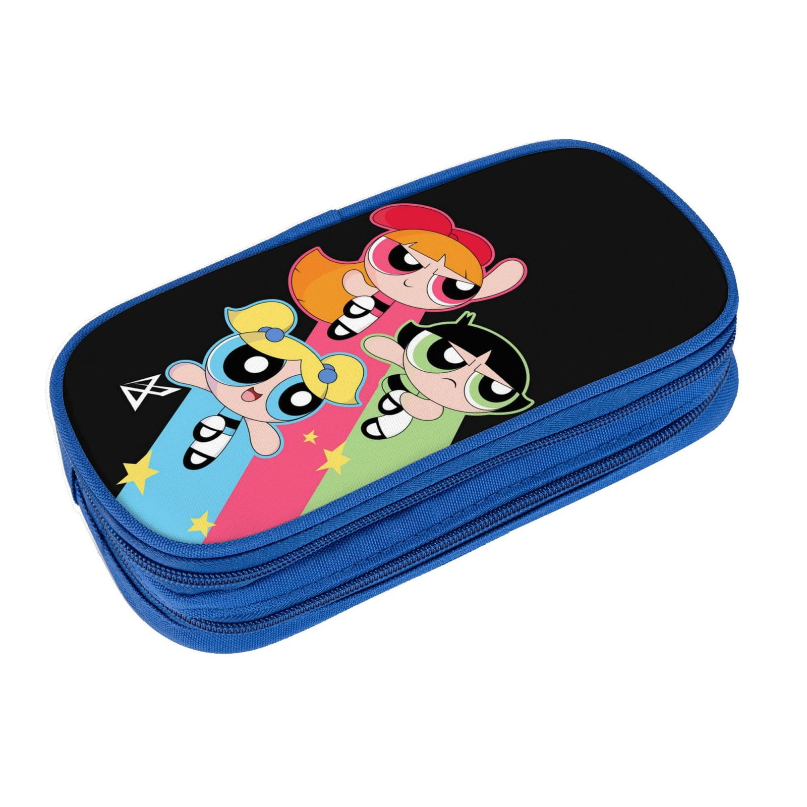 The Powerpuff Gi-rls Pencil Case Large Capacity Pencil Pouch Penbag Office Stationery Organizer Travel Makeup Bag Blue