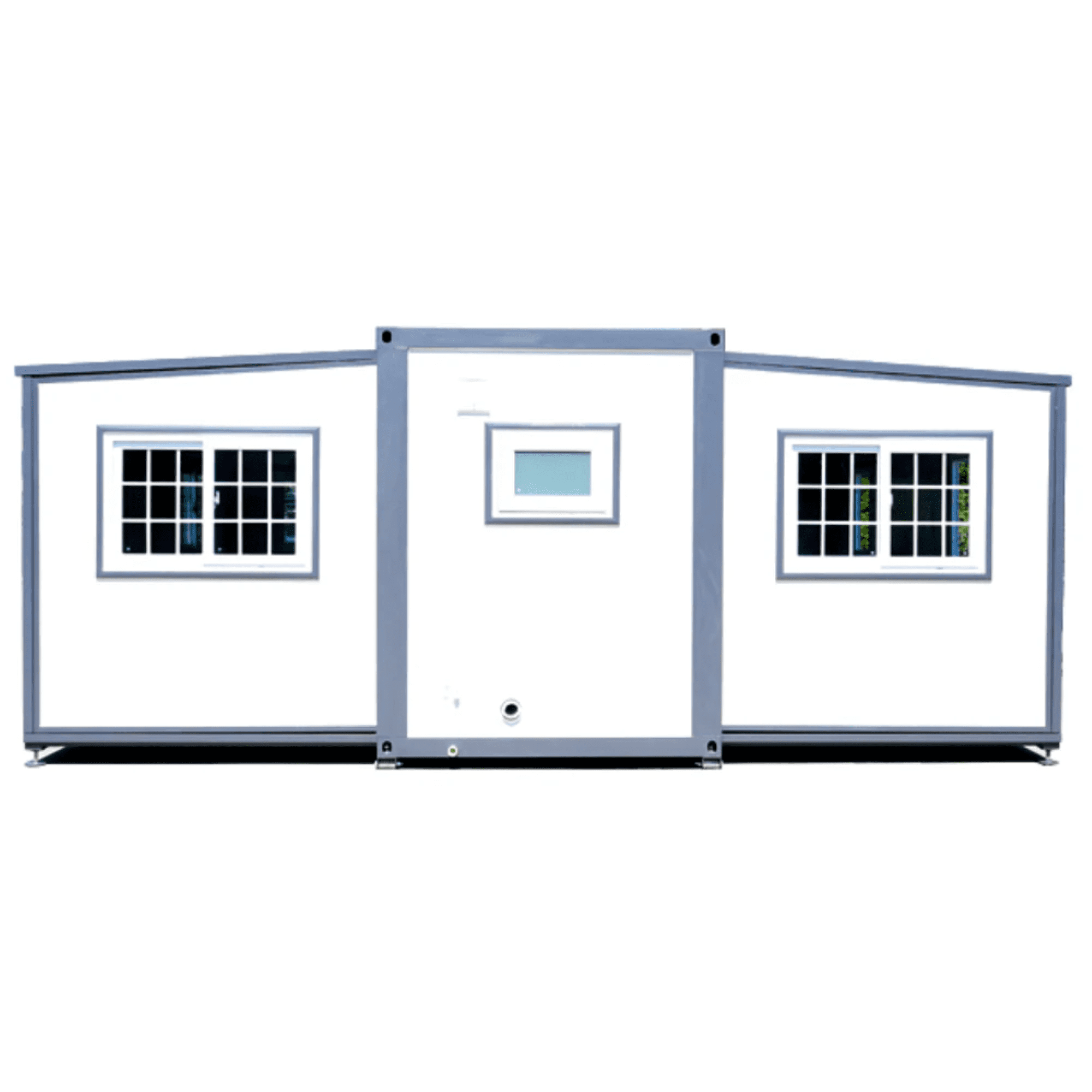 DuraYu 19x20ft Expandable Prefab Tiny Home, Steel Frame Foldable Modular Cabin with L-Shaped Cabinet, Portable ADU House for Backyard Office, Mobile Living