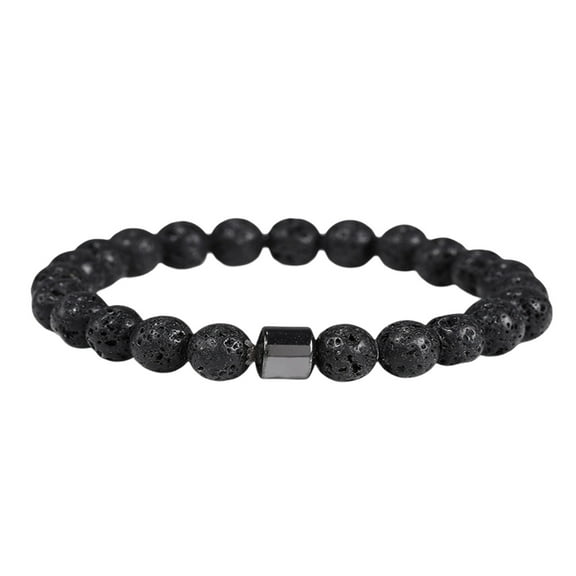 Natural Lava Stone Beaded Bracelet for Men & Women - Healing Reiki Energy Bracelet, Stretchable Unisex Gemstone Yoga Jewelry