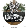 thumbnail image 4 of Señal de bienvenida de Halloween para puerta de entrada, patrón lindo clásico, señal de puerta de bienvenida de madera redonda, decoración colgante de 30cm, 4 of 4