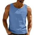 thumbnail image 2 of VSSSJ Men's Workout Tank Tops Casual Sleeveless Crewneck Gym Muscle Shirt Lightweight Summer Basic Washed T Shirts with Pocket Navy XL, 2 of 7
