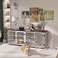 thumbnail image 4 of Bingopaw Triple Door Wooden Dog Crate Indoor, White, Large, Removable Tray, 36.02"L x 25"W x 29.33"H, 4 of 13