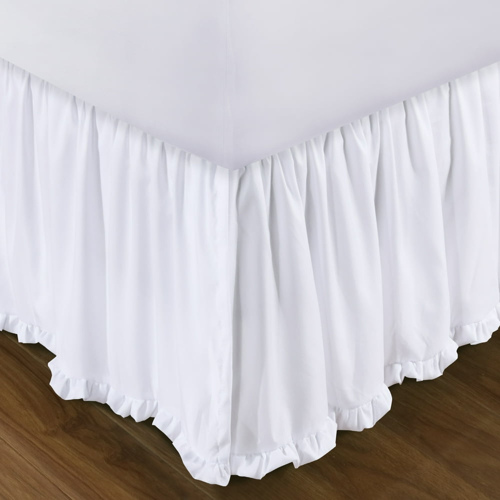 Greenland Home Fashions Sasha White 15inch Drop Bed Skirt Walmart