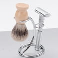 thumbnail image 5 of Universal Shaving Brush Stand Simple Metal Safety Razor and Brush Holder Stand Shaver Kit Organizer Portable Curved Shaving Brush Manual Razor Stand Holde, 5 of 8
