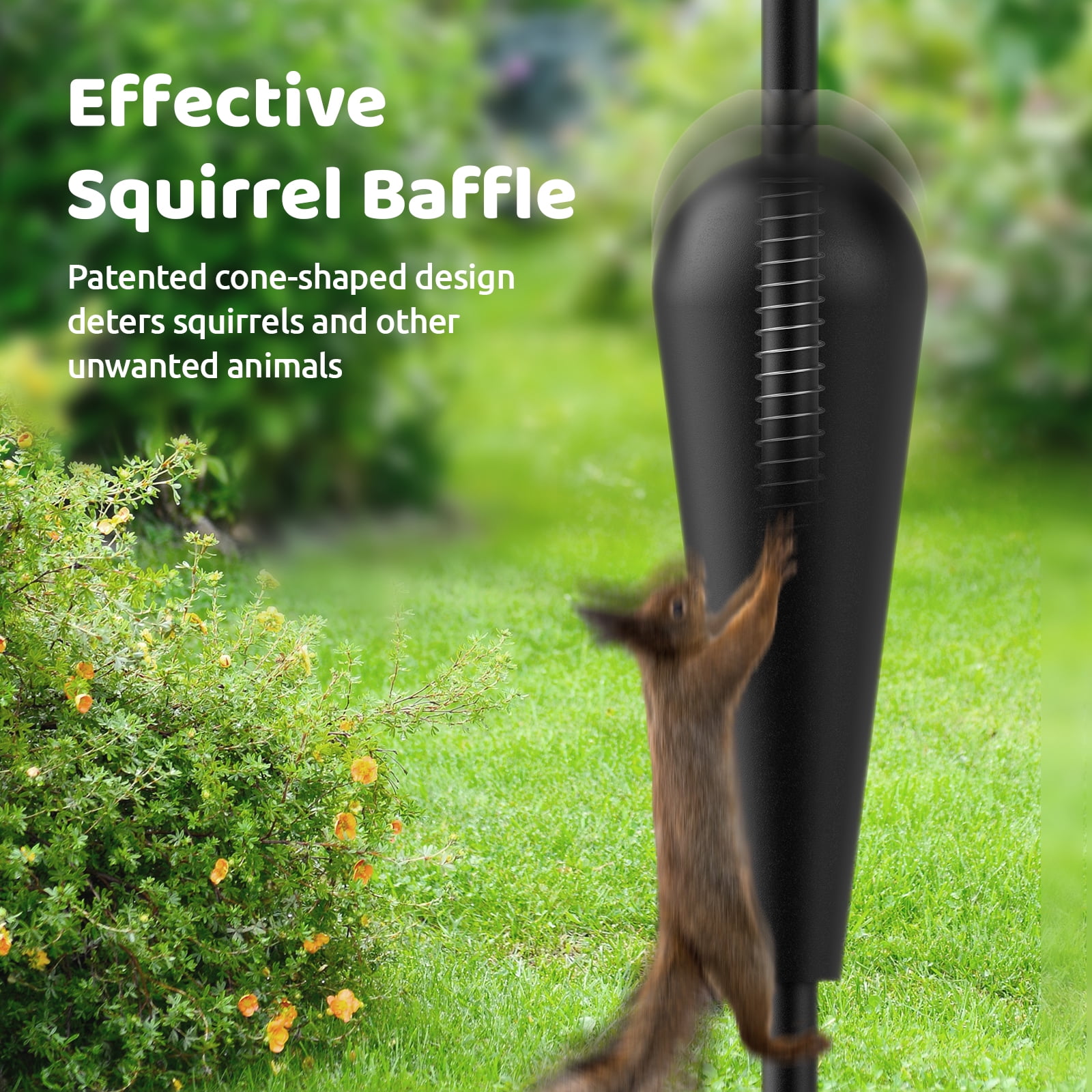 Bird Feeder Pole with Camera and Solar Panel, Netvue Birdfy Pole All Metal with 8 Hooks Squirrel Proof Heavy-Duty Stand