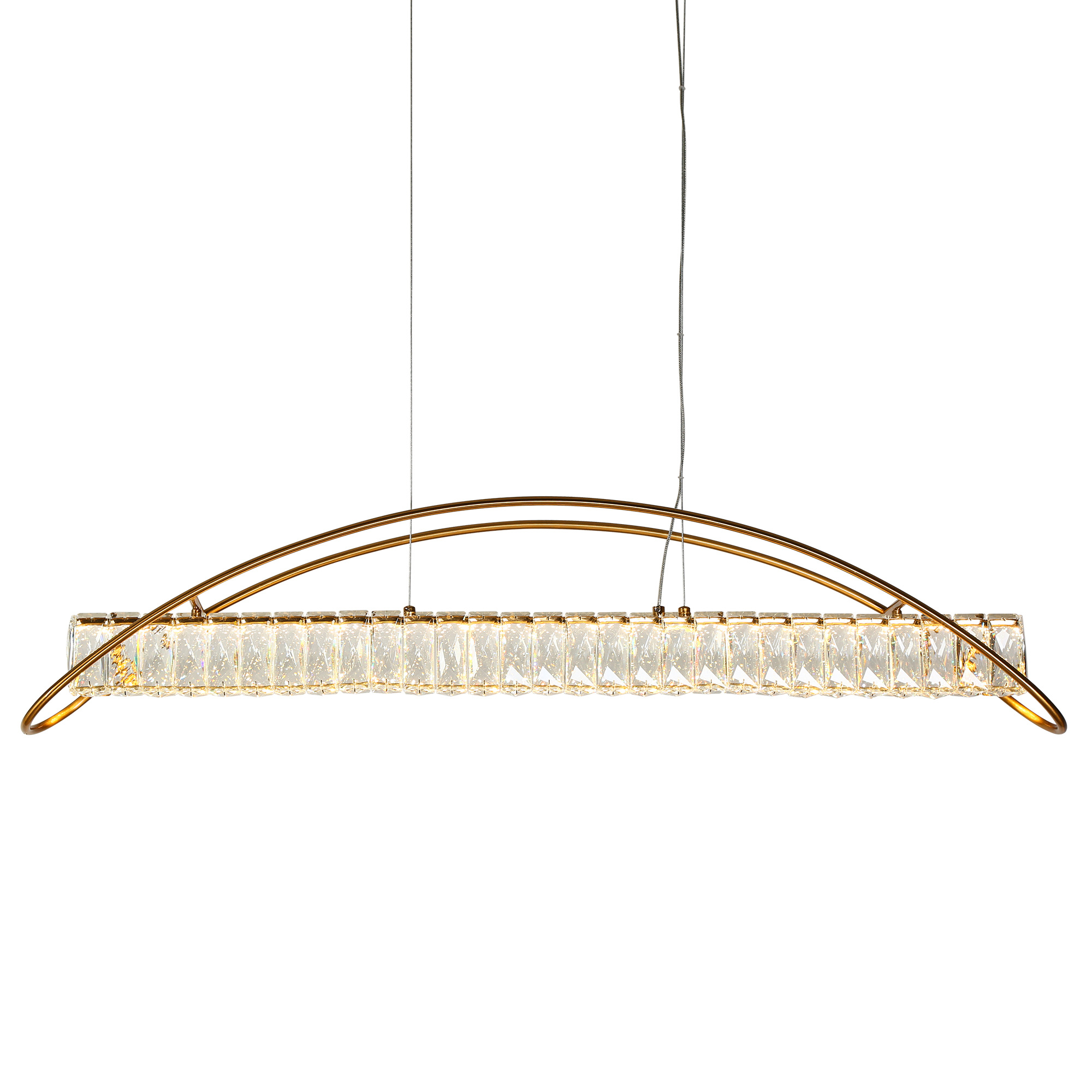 LNC Cardoon 1-Lights 39.4" Luxury and Glam Linear Crystal Integrated LED Kitchen Island Lights, Gold