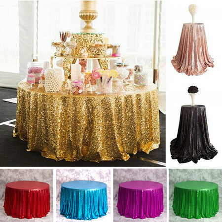 Sparkle Sequin Round Tablecloths,  Glitter Table Cloth Cover Wedding Banquet Birthday Christmas Party Event Baby Shower Dinner Home Decoration, Rose Gold Silver