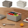 thumbnail image 1 of Fiambrera de acero inoxidable | Recipiente Bento Impermeable | Seguro para microondas | Preparación portátil de comidas | Beige o café | 13,5x10x6,5cm | Uso en oficinas y exteriores, 1 of 6