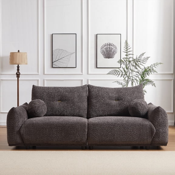 Modern Simple Lamb's Wool 90'' 2-Seater Sofa for Living Room and Bedroom (Gray)